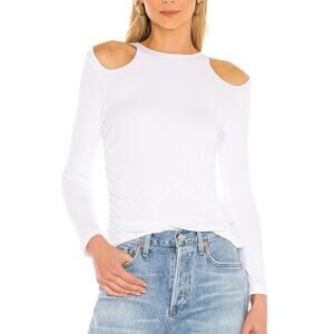 LNA White Ribbed Knit Cut Out Long Sleeve Top XS NWT Minimalist Slim Fit
